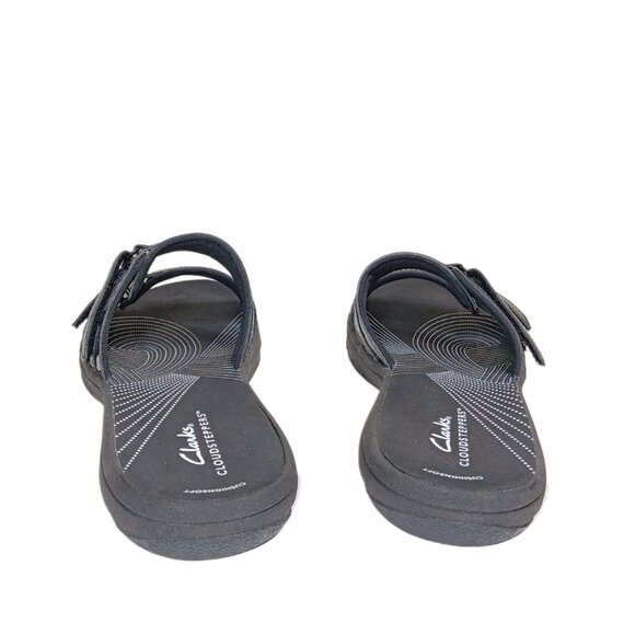 Clarks Cloudsteppers Breeze Piper Sandals Womens 9 Black Patent Comfort Slides - Picture 4 of 5